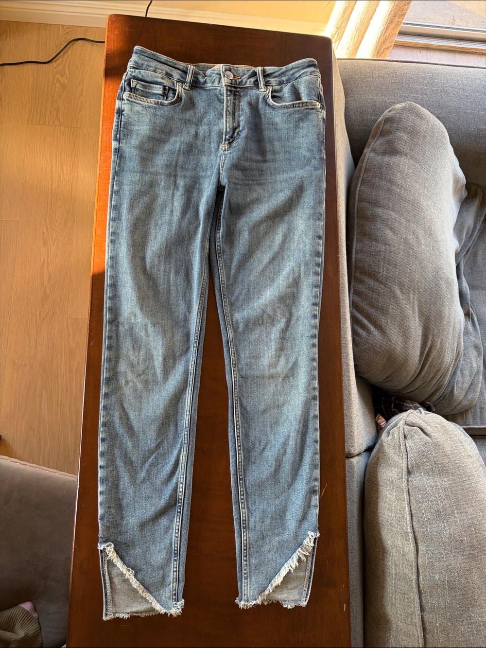 ALL SAINTS Frayed Hem Skinny Jeans - Blue